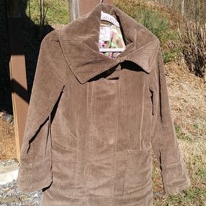 VGUC TULLE Brown Corduroy 70s Slip Lined Coat Med